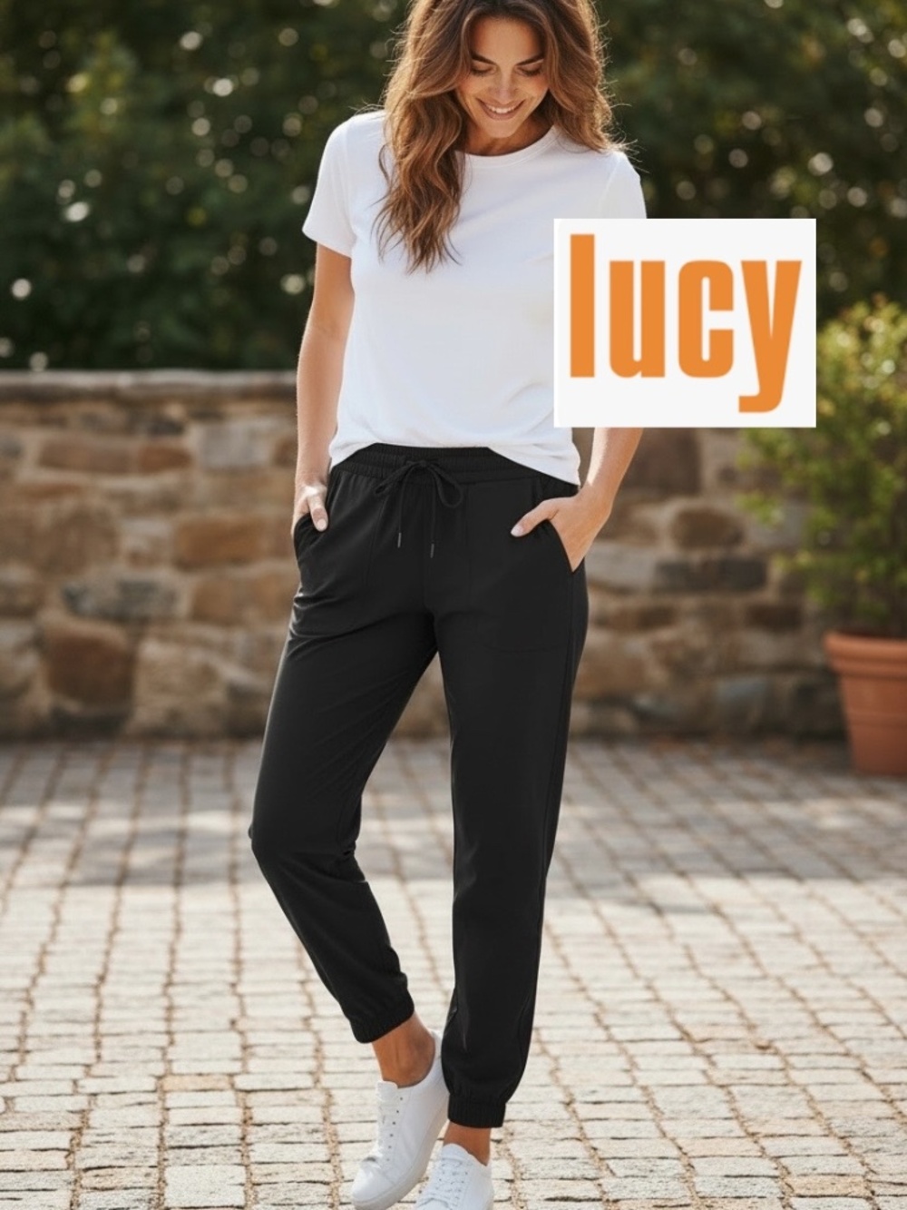 LUCY Black jogger/track pants, 6, CB2821